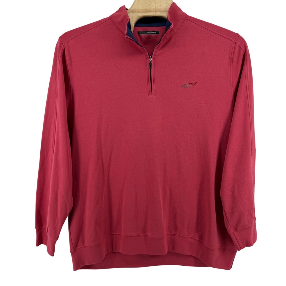 Greg Norman 1/4 Zip Pullover Mens XXL Classic Golf Shark Logo Red Long Sleeve - Picture 3 of 10